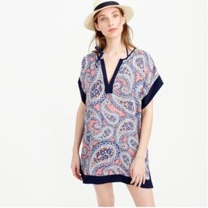 J. Crew Colorblock Paisley Tunic Top Swim Cover-Up Size Small